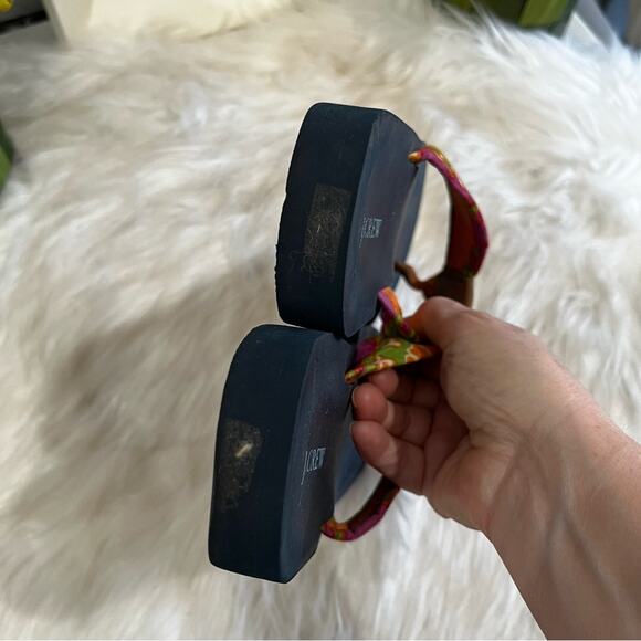 NEW J. Crew Preppy Seahorse Orange Pink Sunrise Retro Floral Flip Flops 6 NWOT - Picture 12 of 12